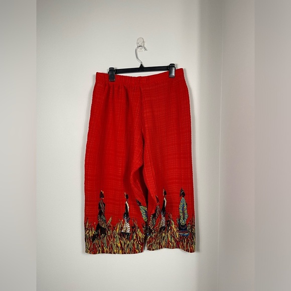 Midnight Velvet Strechy African Indian Print Pants Ladies Red-Orange Size L - Picture 8 of 11
